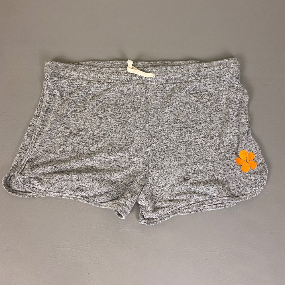 Spirit Activewear Lounge Shorts Womens XL Gray Heather Dolphin Hem Orange Flower